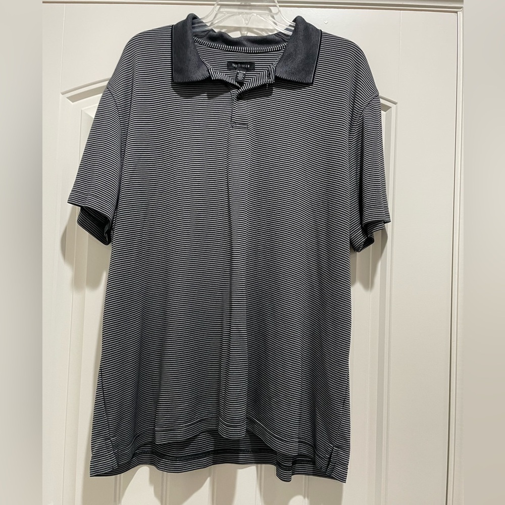 Van Husen Men’s Polo Shirt XL striped black grey